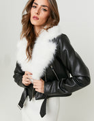 Biker Jacket with Faux Fur | Black