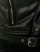 Faux Leather Jacket with Faux Fur | Black