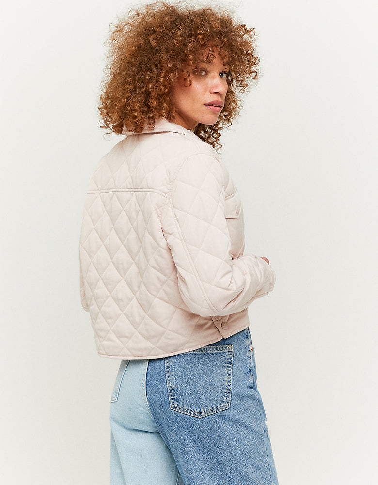 Cropped Quilted Jacket | Light Pink