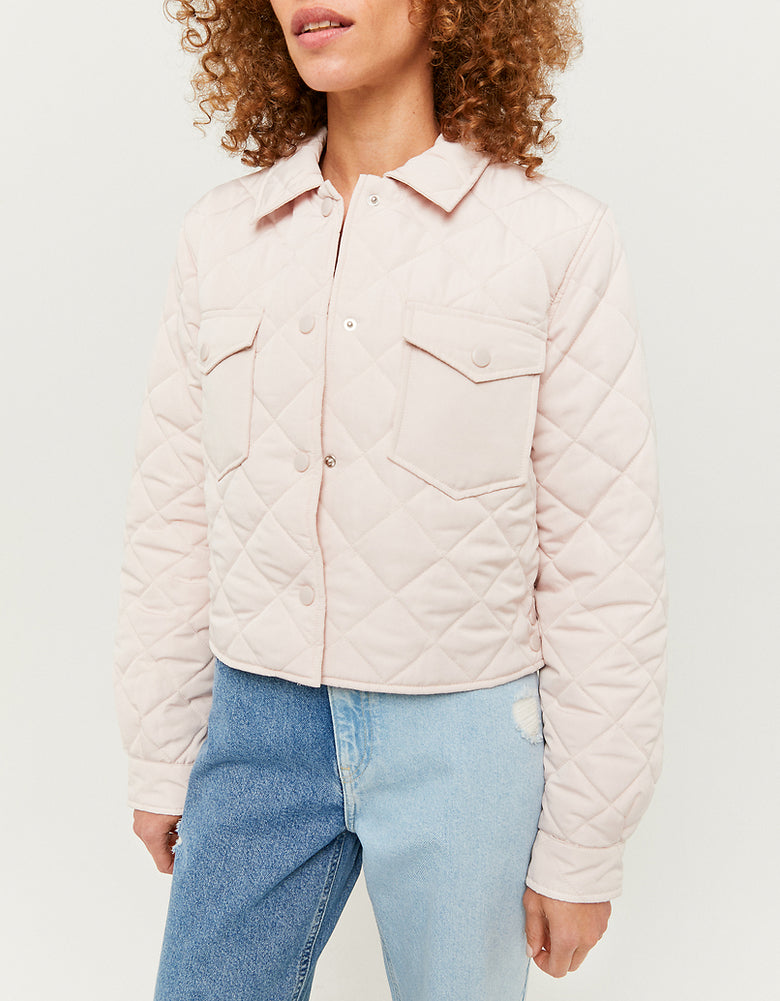 Cropped Quilted Jacket | Light Pink