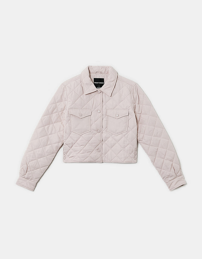 Cropped Quilted Jacket | Light Pink