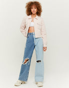 Cropped Quilted Jacket | Light Pink