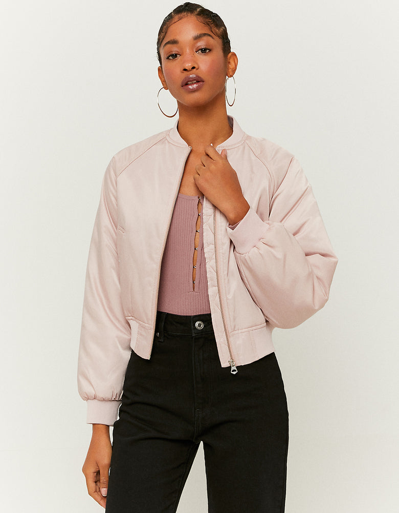 Cropped Bomber Jacket | Pink