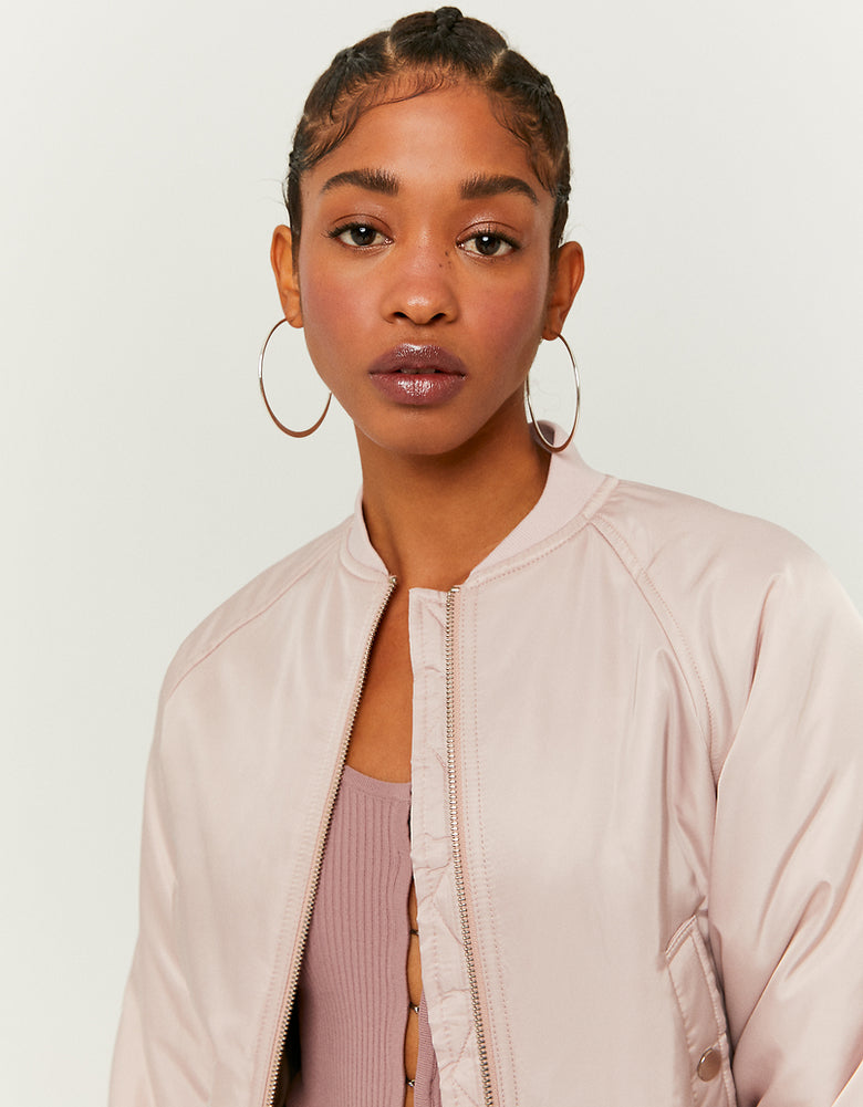 Cropped Bomber Jacket | Pink