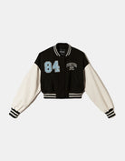 Cropped Varsity Jacket | Black