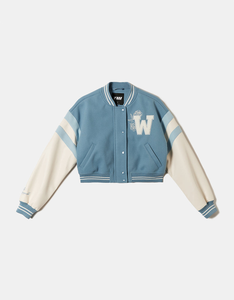 Cropped Varsity Jacket | Blue