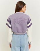 Cropped Varsity Jacket | Purple