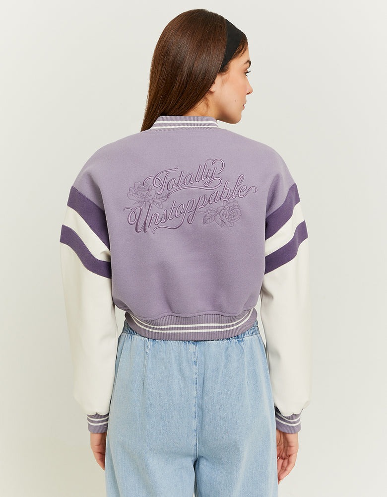 Cropped Varsity Jacket | Purple