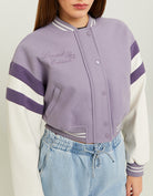 Cropped Varsity Jacket | Purple