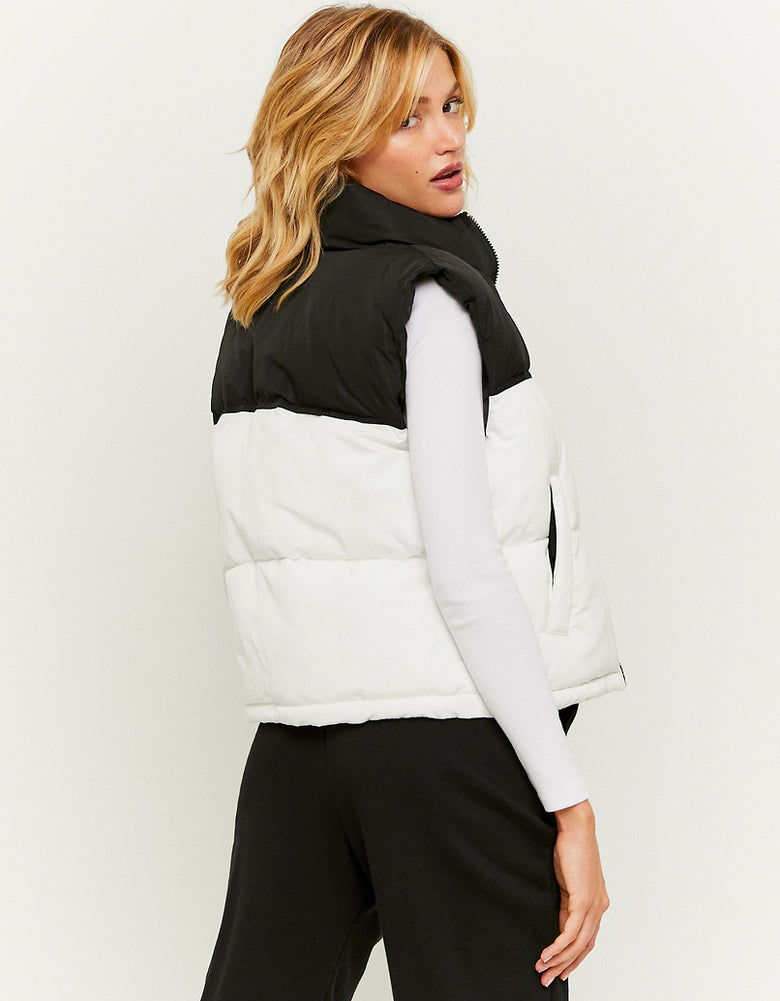 Sleeveless Puffer Jacket | Black-White