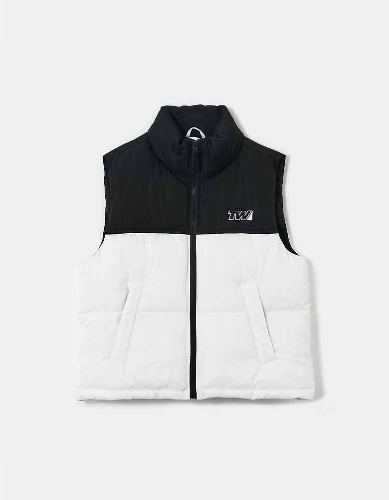 Sleeveless Puffer Jacket | Black-White
