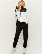 Sleeveless Puffer Jacket | Black-White