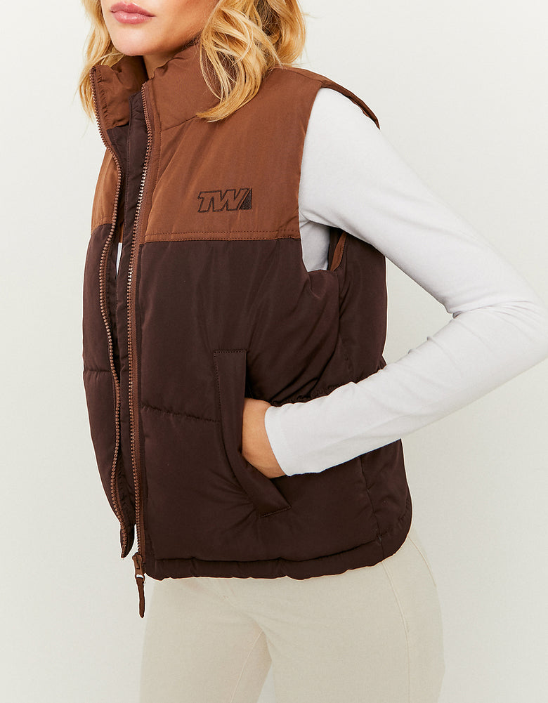 Sleeveless Puffer Jacket | Brown