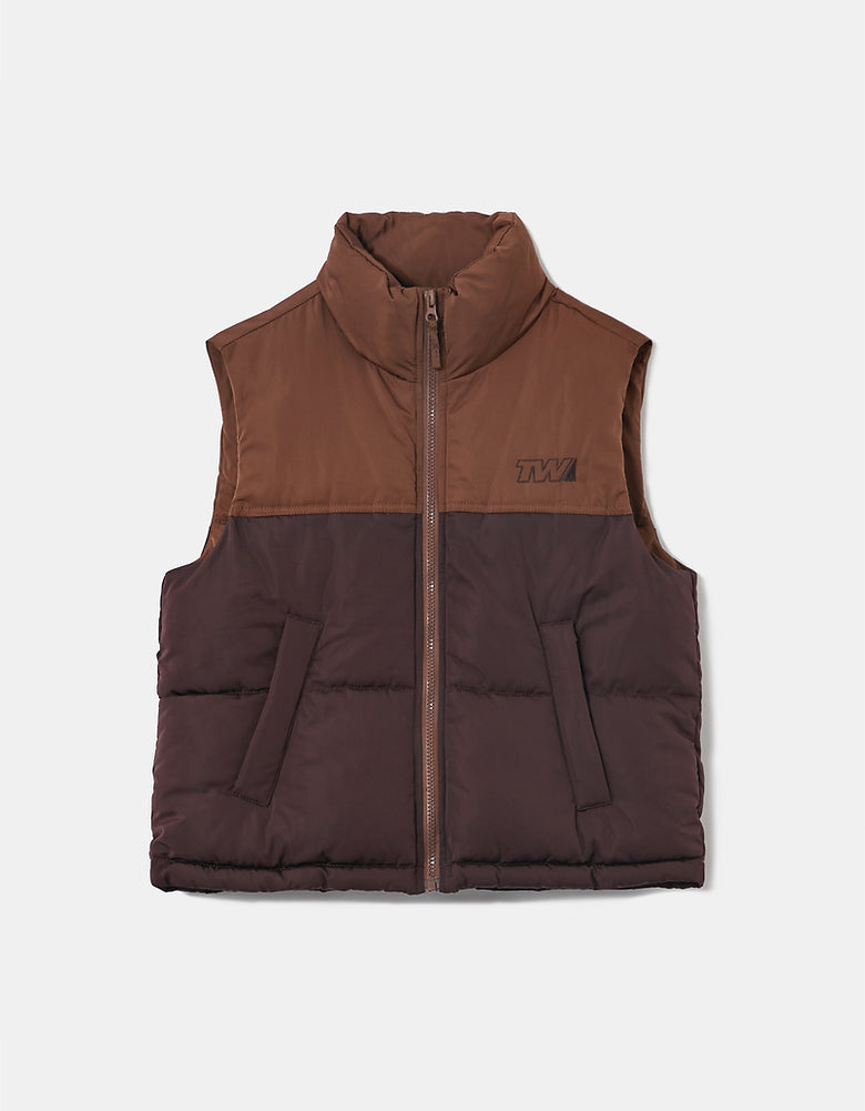 Sleeveless Puffer Jacket | Brown
