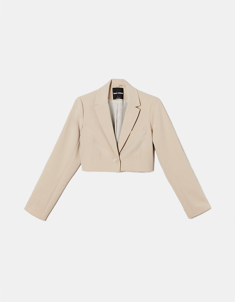 Cropped Blazer | Beige