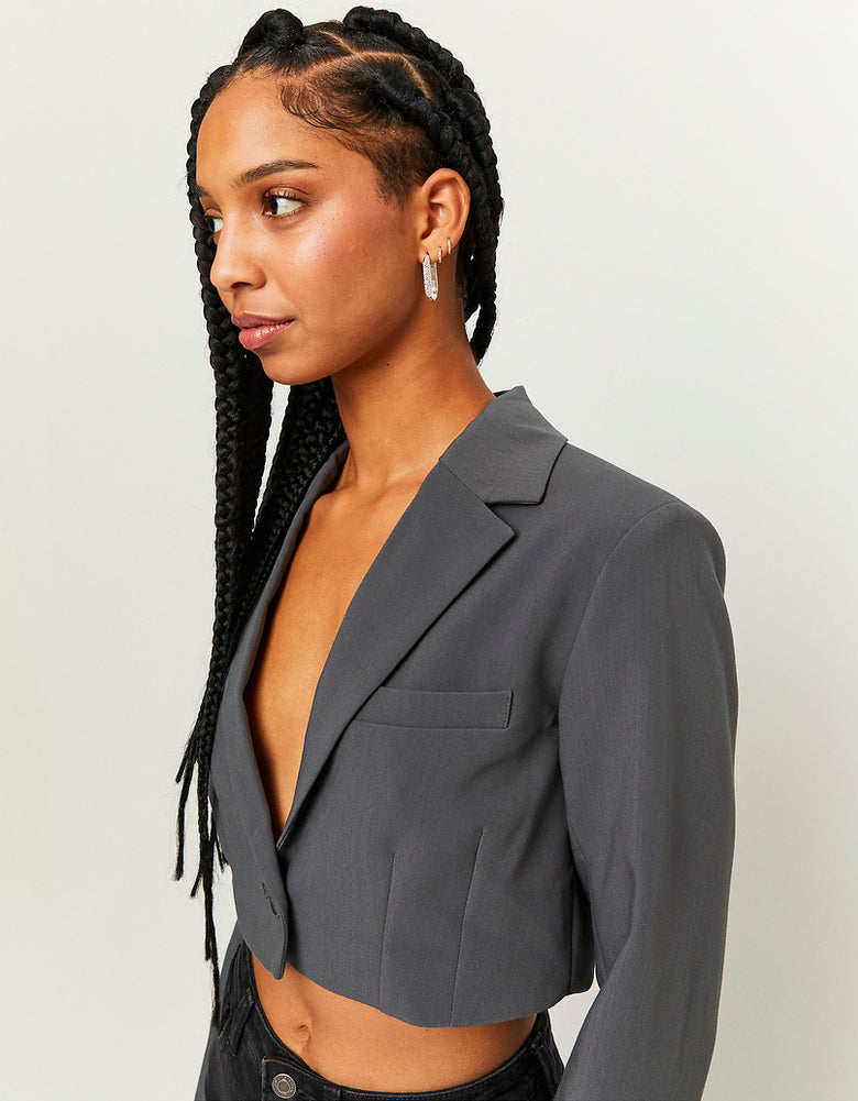 Cropped Blazer | Grey