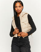 Lightweight Sleeveless Padded Jacket | Beige
