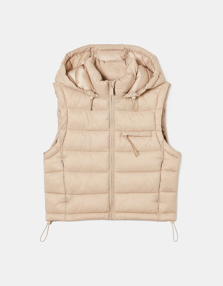 Lightweight Sleeveless Padded Jacket | Beige