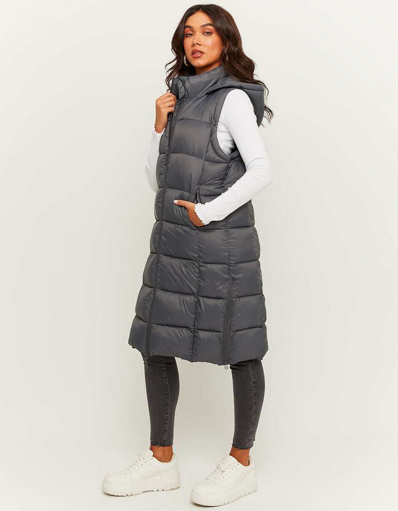 Long Padded Jacket | Grey