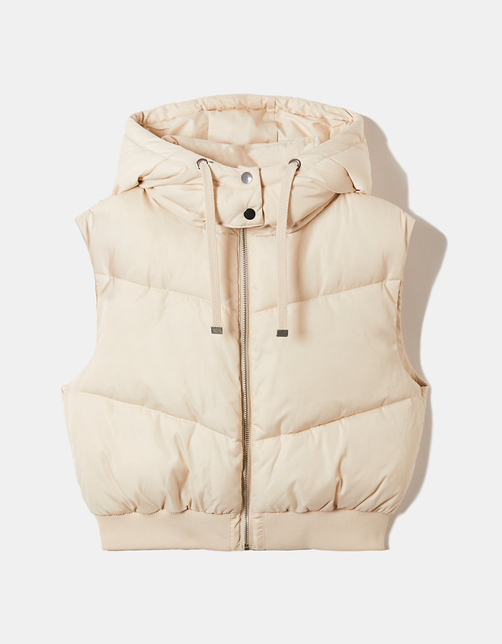 Cropped Padded Vest with Removable Hood | Off White