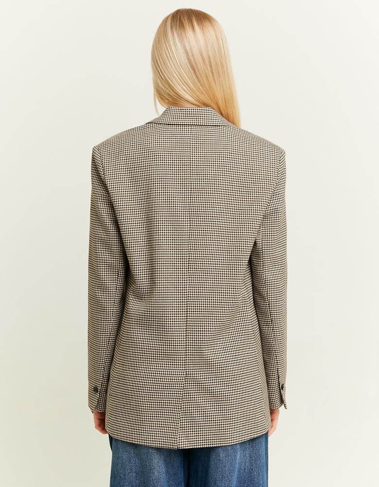 Checkered Double Breasted Blazer | Brown Checks