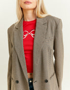 Checkered Double Breasted Blazer | Brown Checks