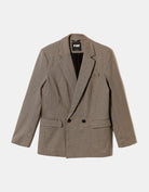 Checkered Double Breasted Blazer | Brown Checks