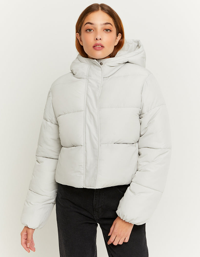 Cropped Padded Jacket | Light Grey