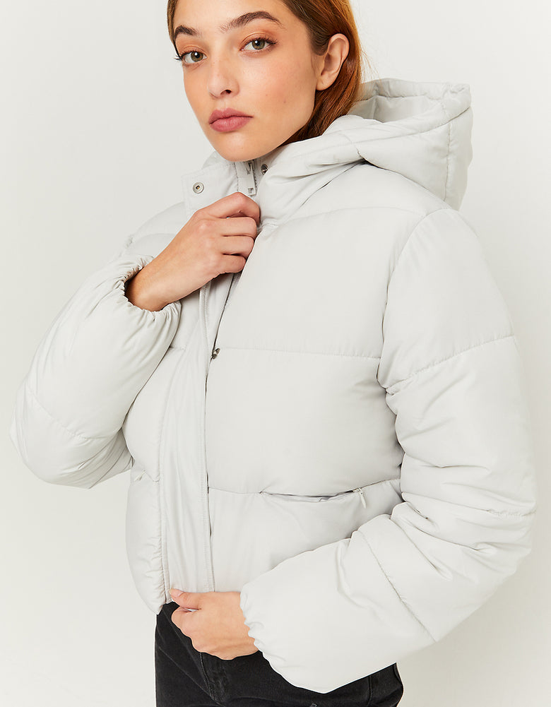 Cropped Padded Jacket | Light Grey