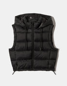 Cropped Padded Vest with Hood | Black