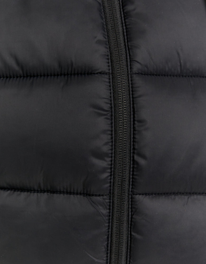 Cropped Padded Vest with Hood | Black