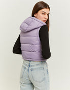 Cropped Padded Vest with Hood | Purple