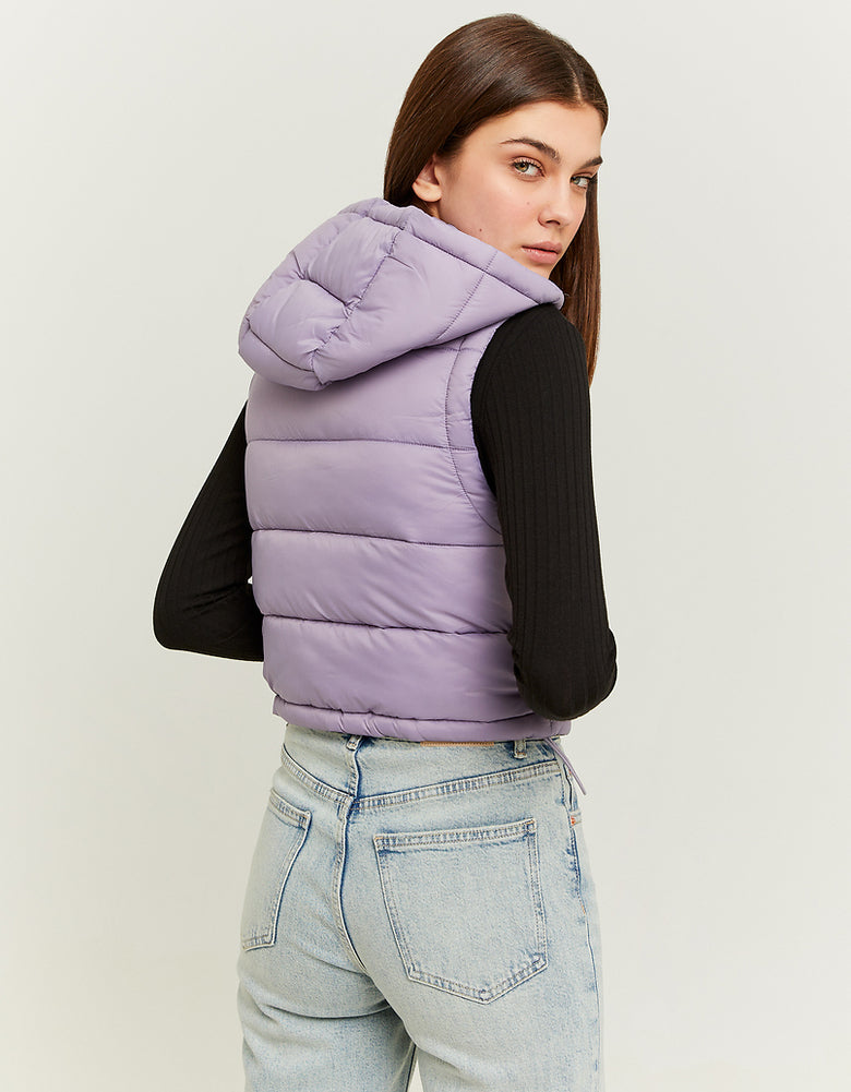 Cropped Padded Vest with Hood | Purple