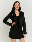 Suede Biker Jacket | Black