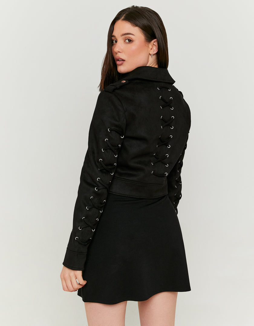 Suede Biker Jacket | Black
