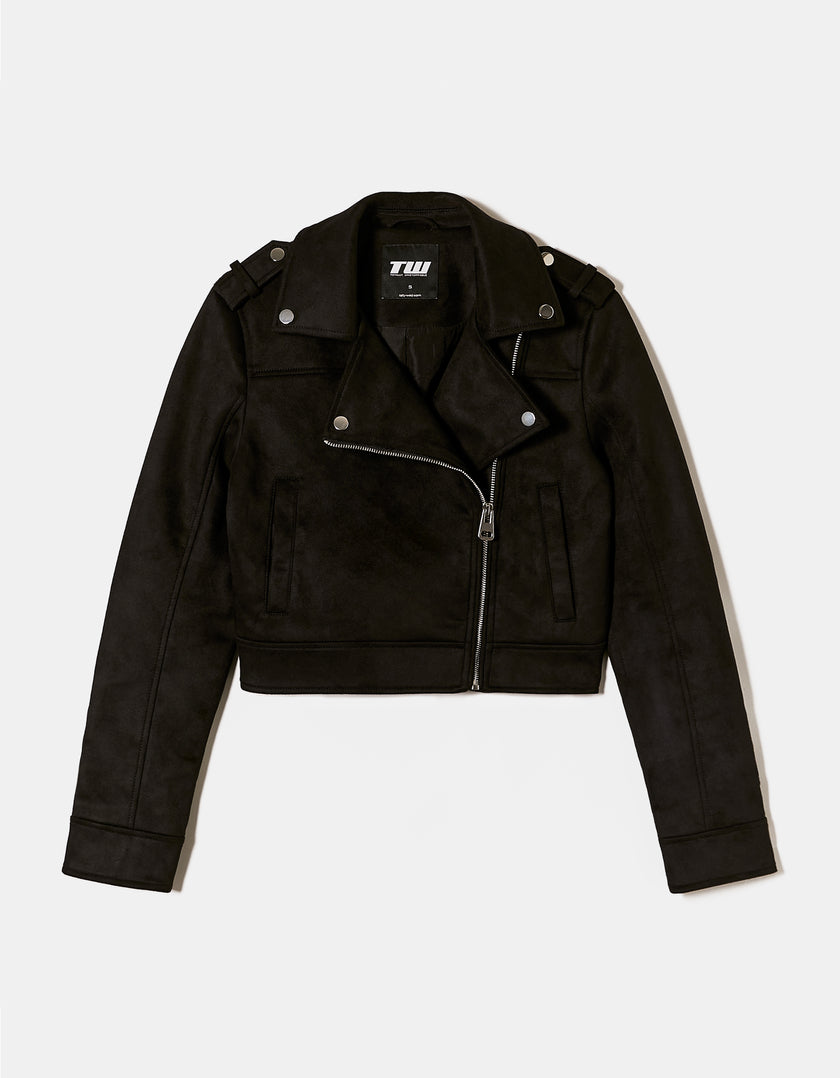 Suede Biker Jacket | Black