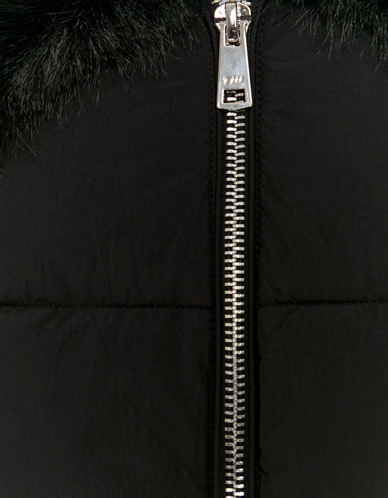 Cropped Jacket With Fur | Black