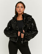Sequined Padded Jacket | Black