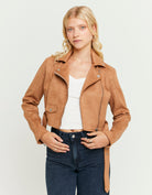 Suede Biker Jacket | Kamel