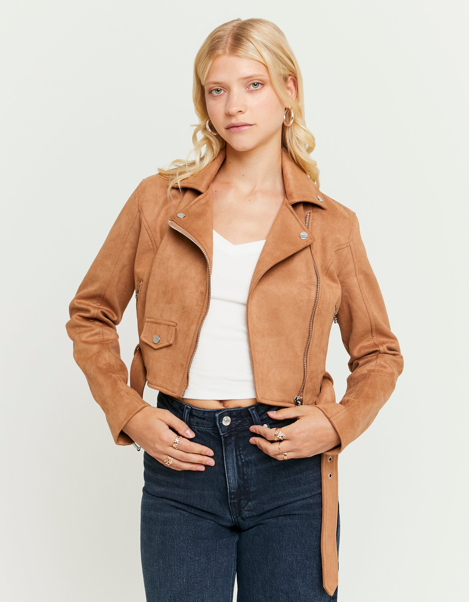 Suede Biker Jacket | Kamel
