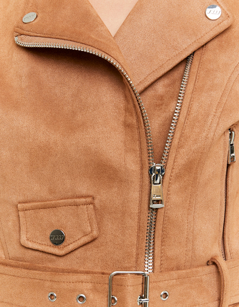 Suede Biker Jacket | Kamel
