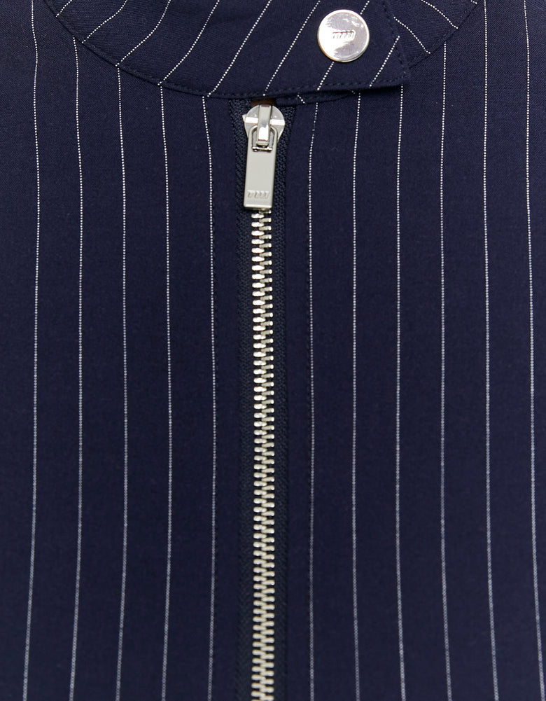 Cropped Blazer with Pinstripes | Navy Striped