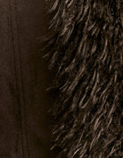 Suede Long Jacket with Faux Fur | Brown
