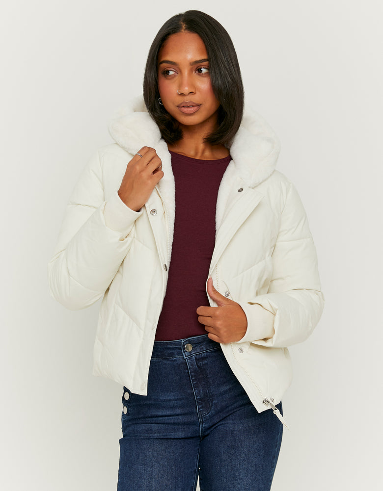 Puffed Jacket with Fur | Off White