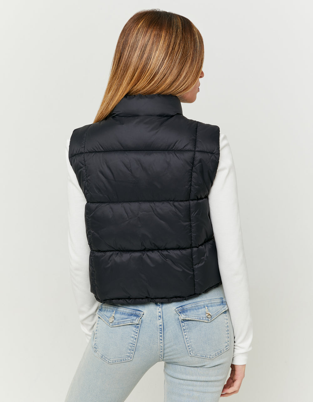 Print Light Padded Vest | Black