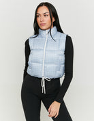 Print Light Padded Vest | Blue Checked