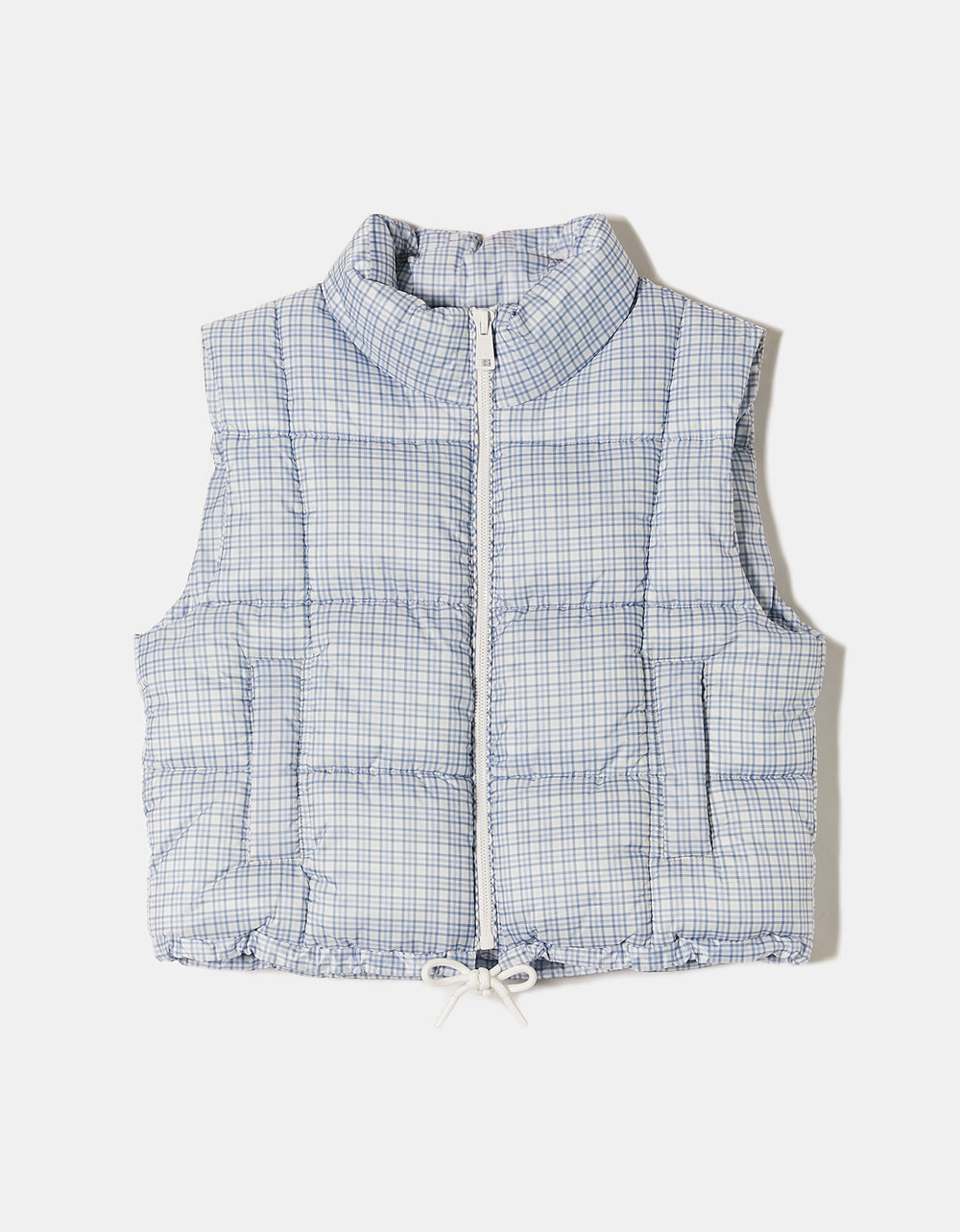 Print Light Padded Vest | Blue Checked