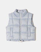 Print Light Padded Vest | Blue Checked
