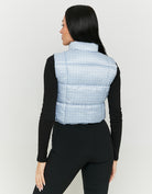 Print Light Padded Vest | Blue Checked