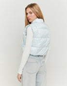 Print Light Padded Vest | Blue Striped